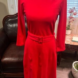 Ann Taylor Vibrant Red Long Sleeve Dress